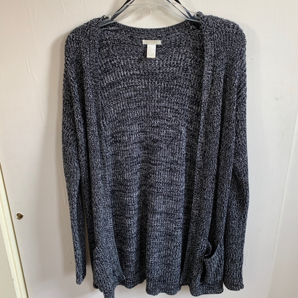Forever 21 Open Front Long Black and White Sweater